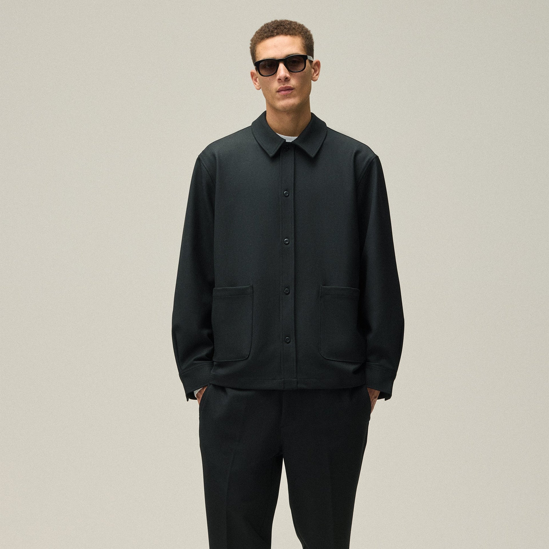 Kith Double Knit Boxy Collared Overshirt - Black