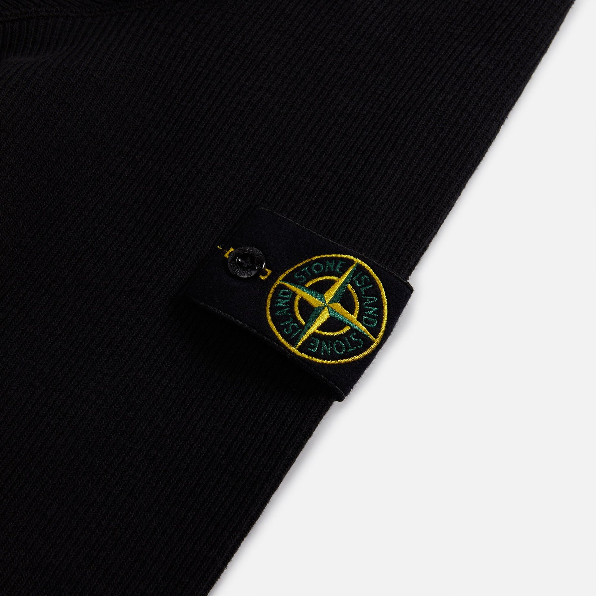 Stone Island Cotton Nylon Ribbed Fleece Sweatshirt - Black