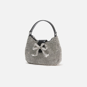 Self-Portrait Diamante Crescent Bow Bag - Silver