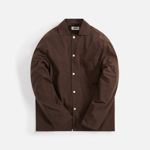 Tekla Poplin Long Sleeve Pajama Shirt - Coffee