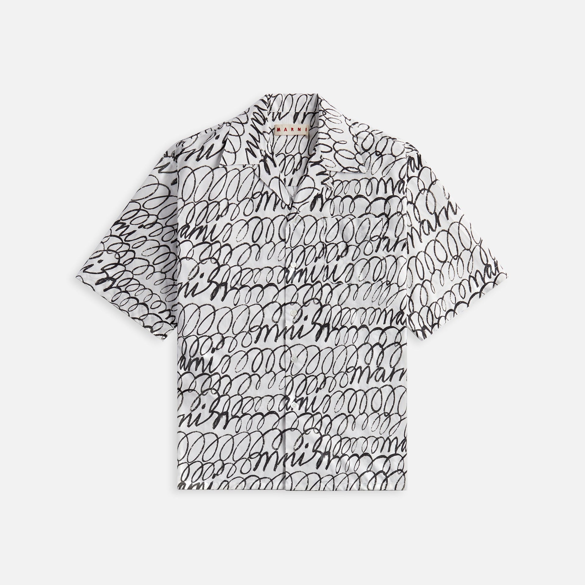 Marni Scribbled Poplin Bowling Shirt - Lily White