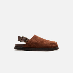 VINNY's Strapped Mule Suede - Dark Brown