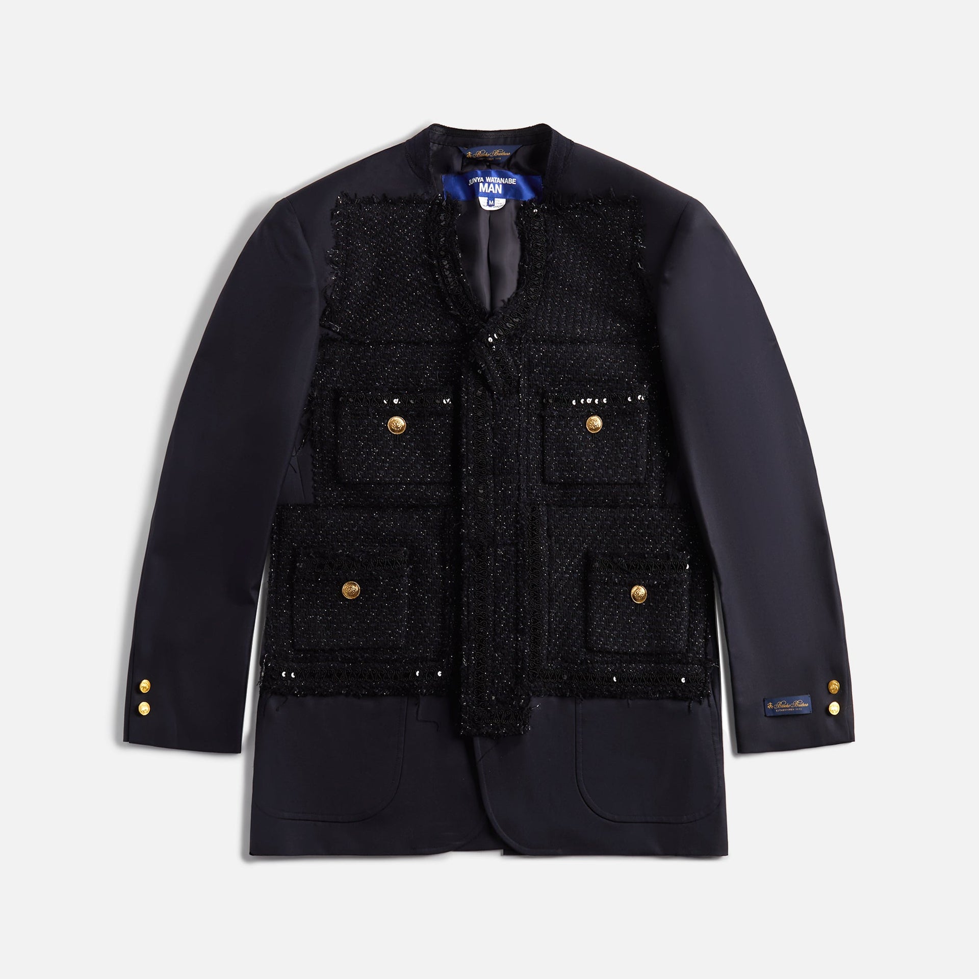 Junya Watanabe MAN Brooks Brothers Blazer Customized With Cotton Nylon Tweed - Navy / White / Gold