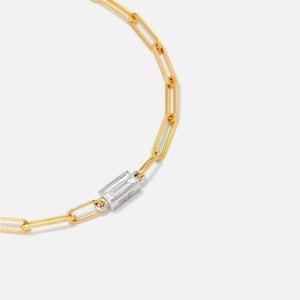 Yvonne Leon Bracelet GM 1 Baguettes Clos Diamant Large Link - Yellow