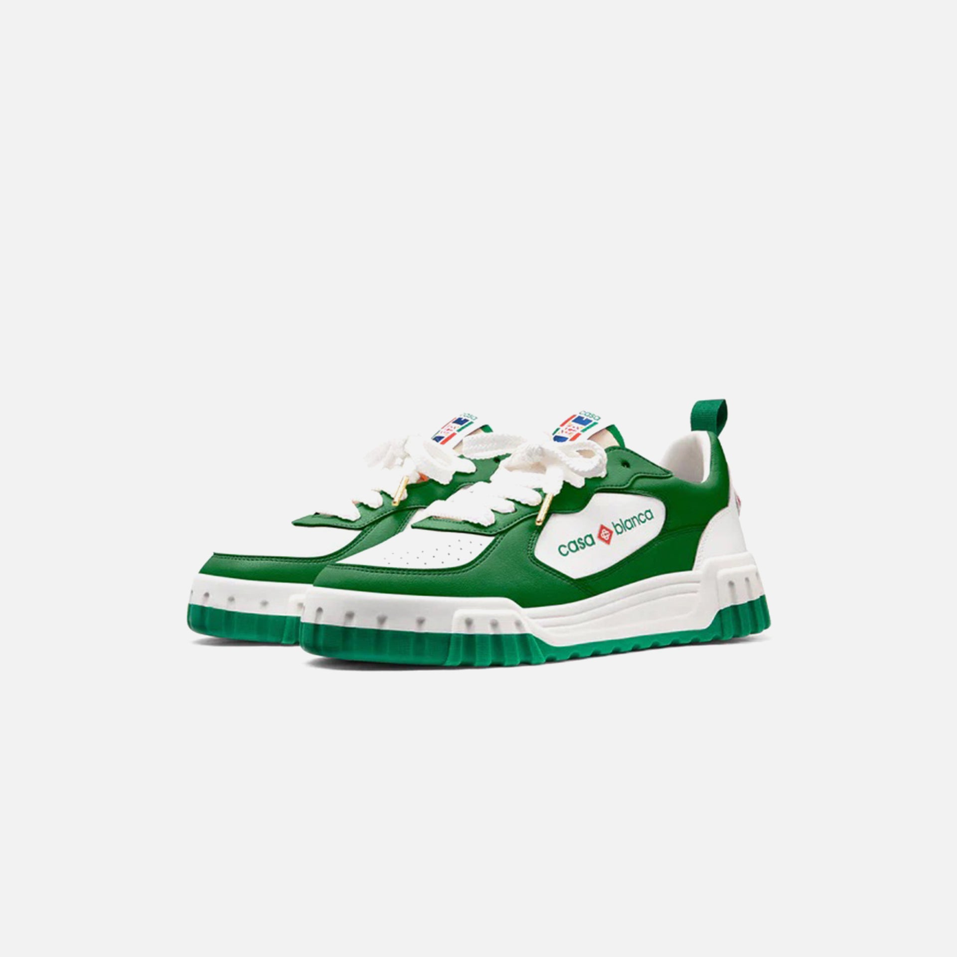 Casablanca Tennis Court Sneaker Leather - Green / White