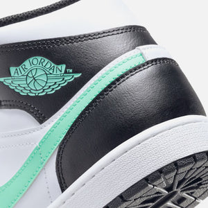 Jordan Air Jordan 1 Mid - White / Green Glow / Black