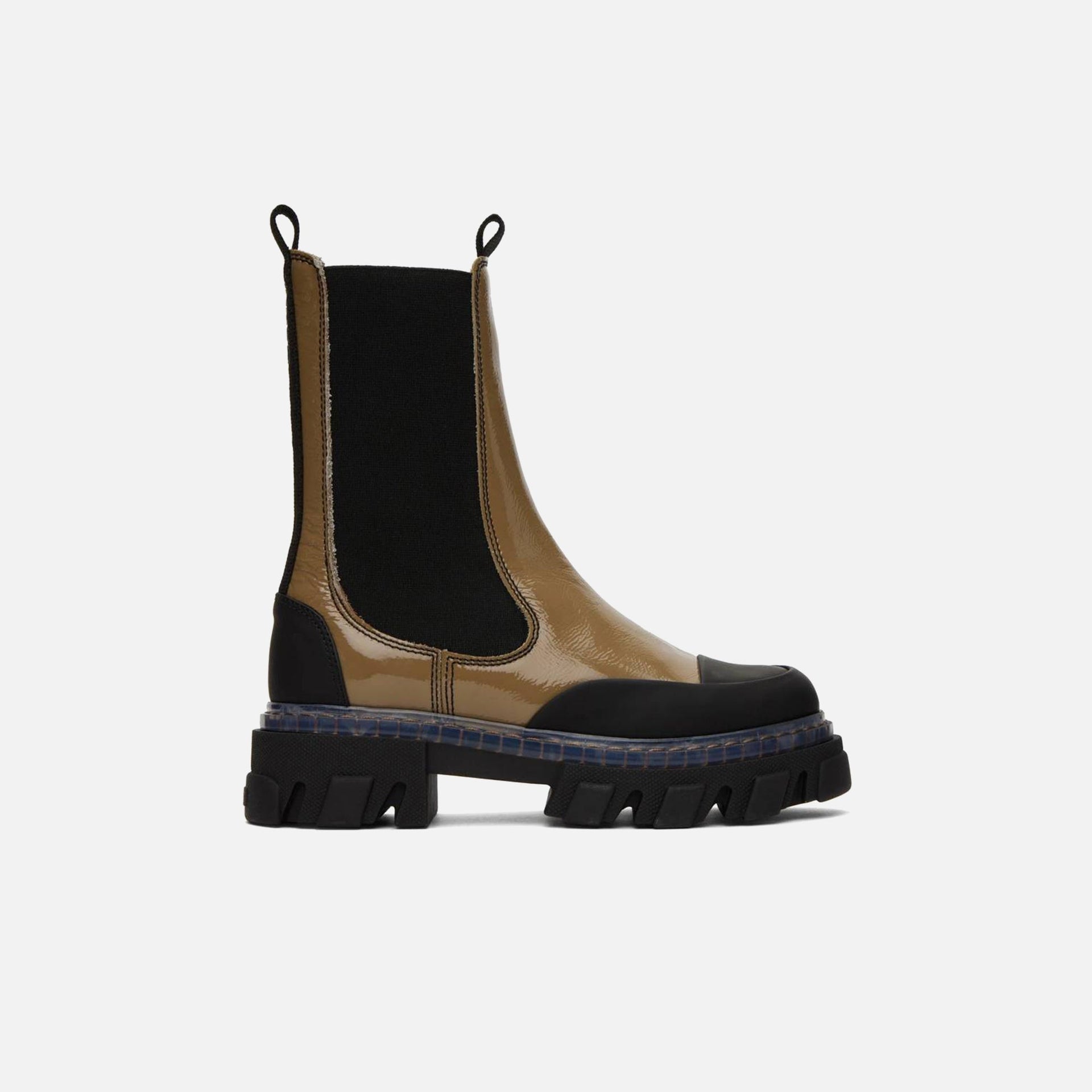 Ganni Cleated Heeled Mid Chelsea Boot - Petrified Oak