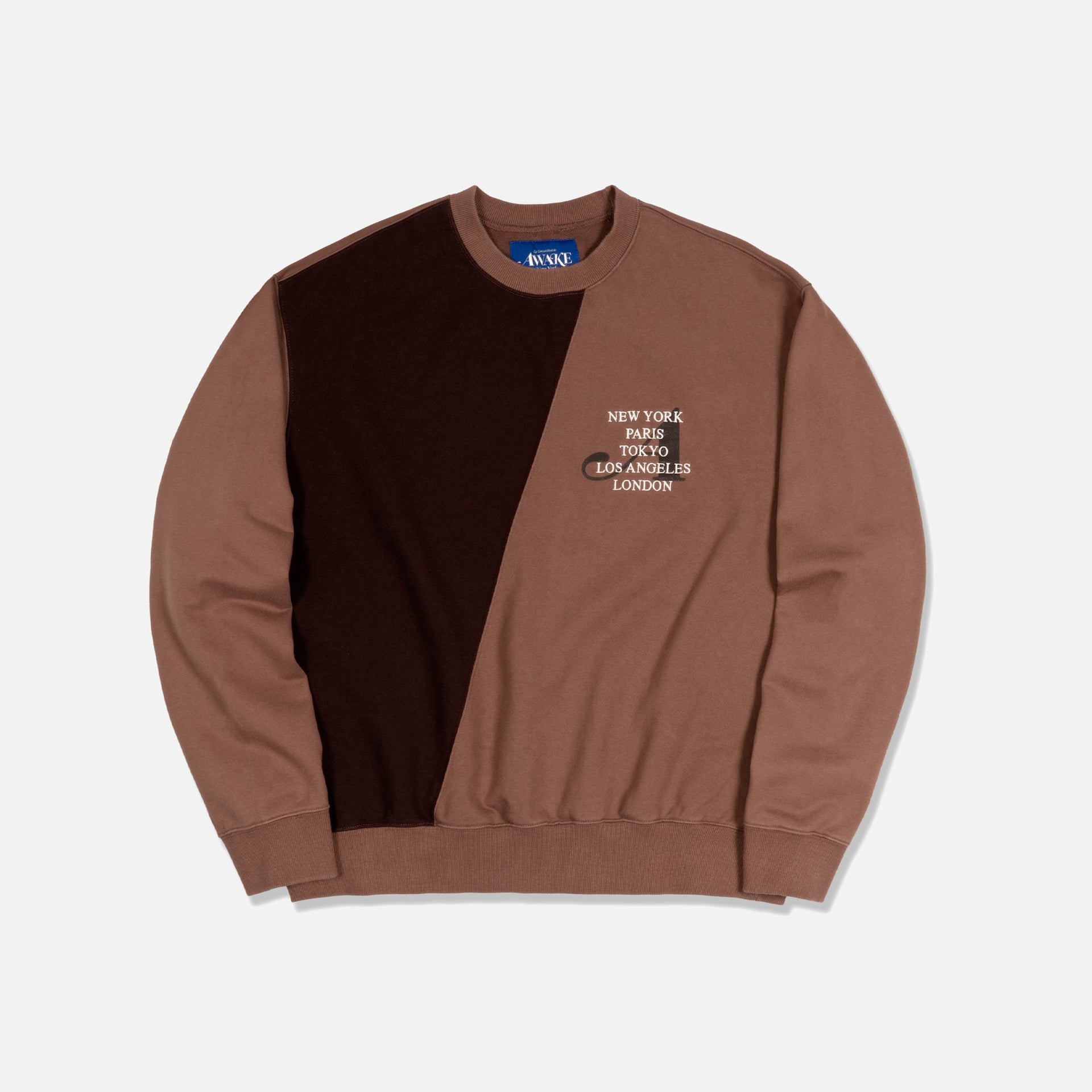 Awake NY Two-Tone Split City Crewneck - Cedar