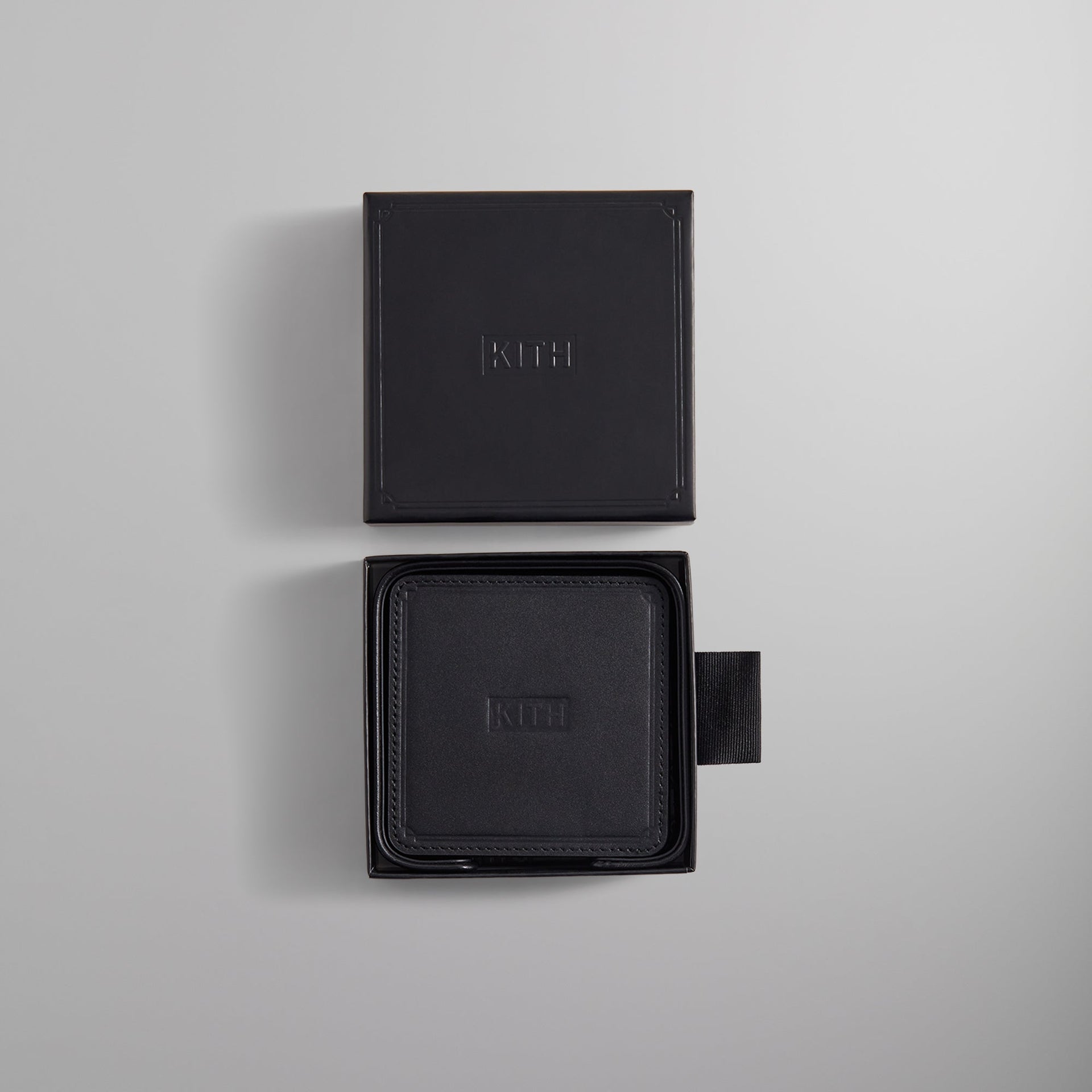 Kith Monogram Leather Coasters - Black