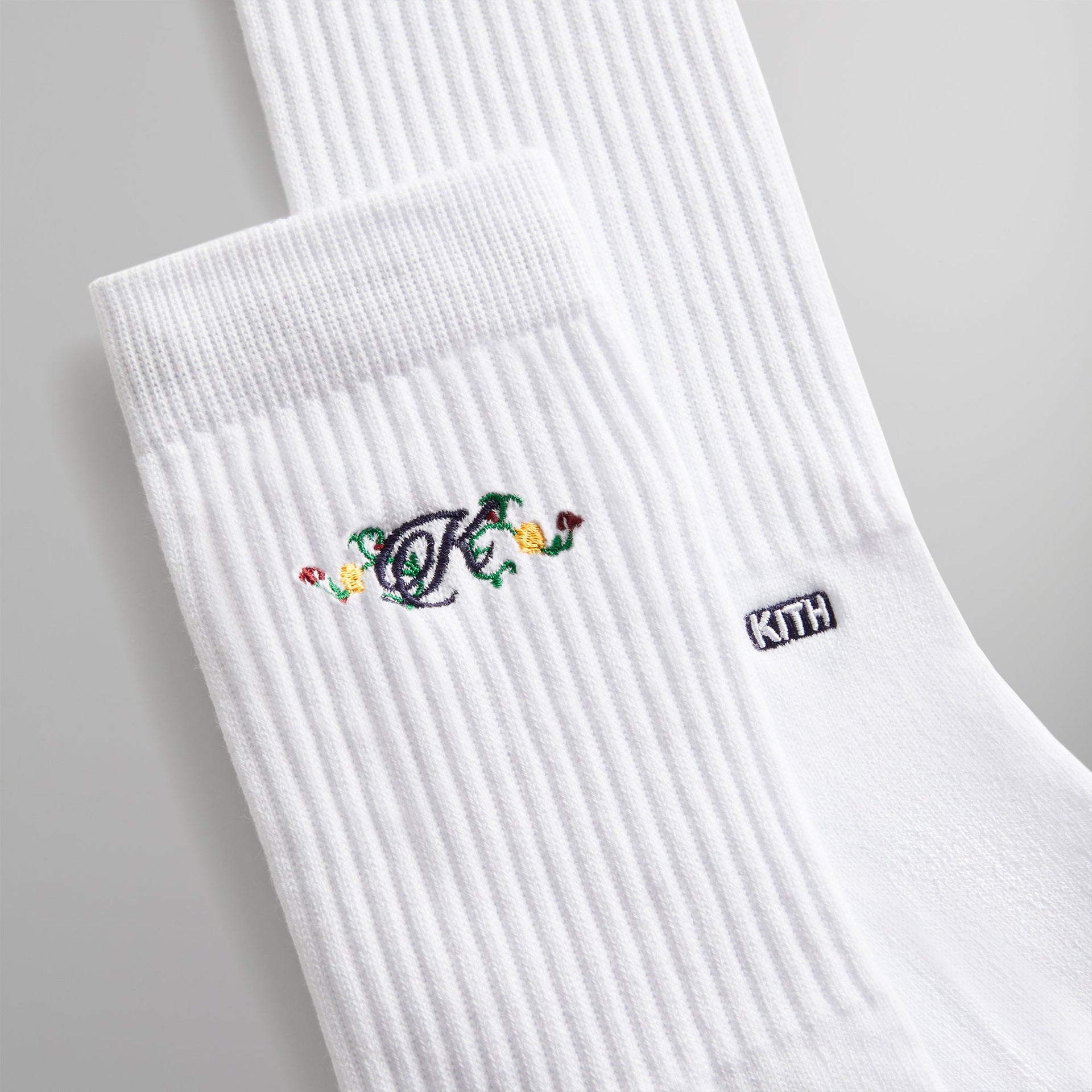 Kith Floral Script K Socks - White