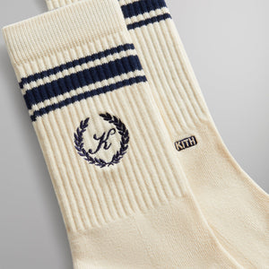 Kith Striped Script Laurel Logo Sock - Sandrift