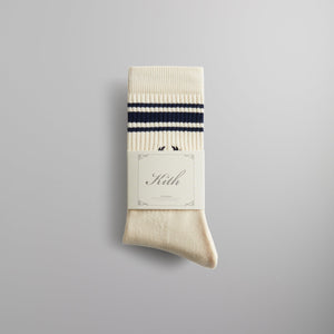 Kith Striped Script Laurel Logo Sock - Sandrift