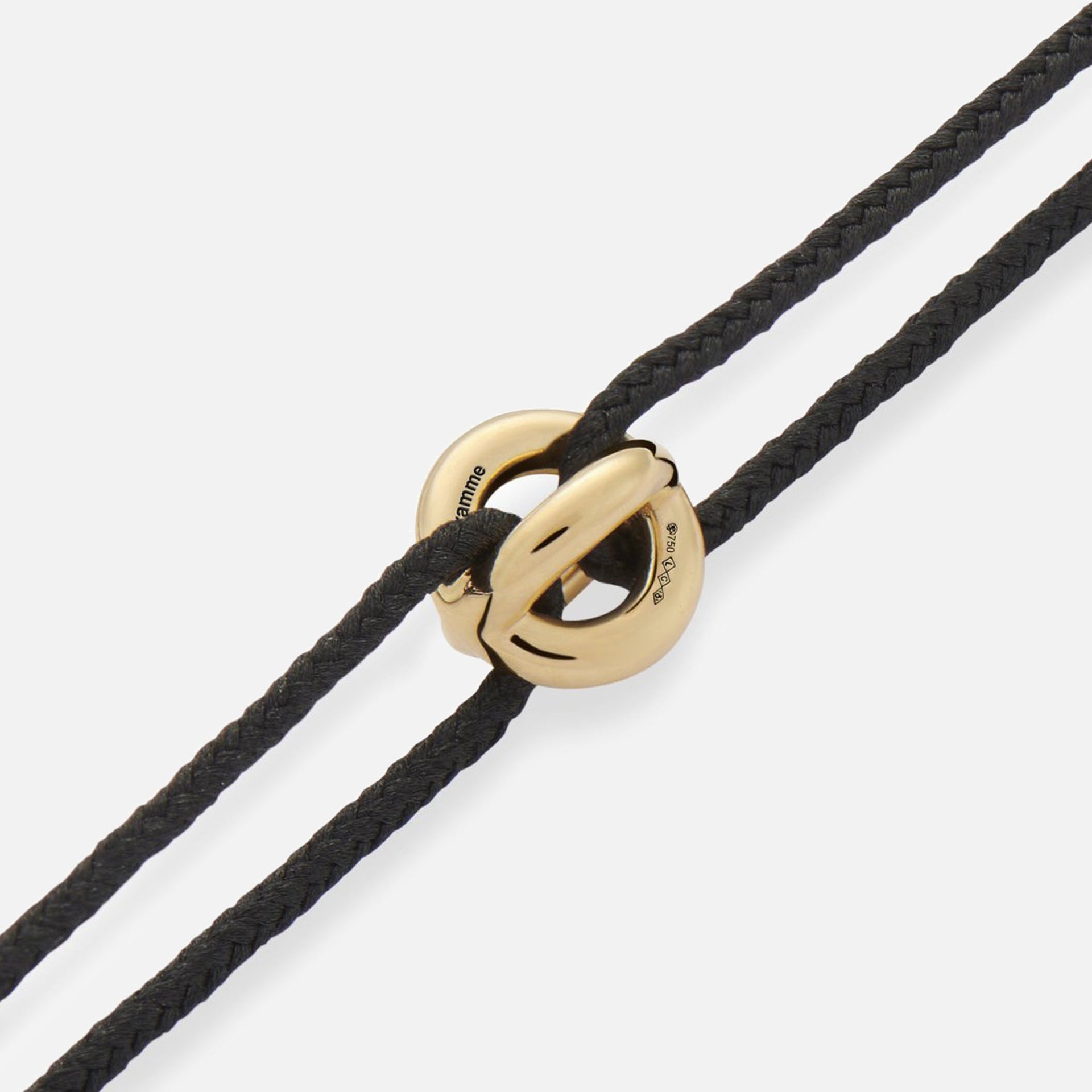 Le Gramme 1g Black Cord Entrelacs Bracelet - Yellow Gold