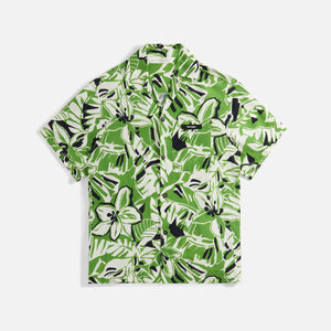 Palm Angels Macro Hibiscus Bowling Shirt - Green / White