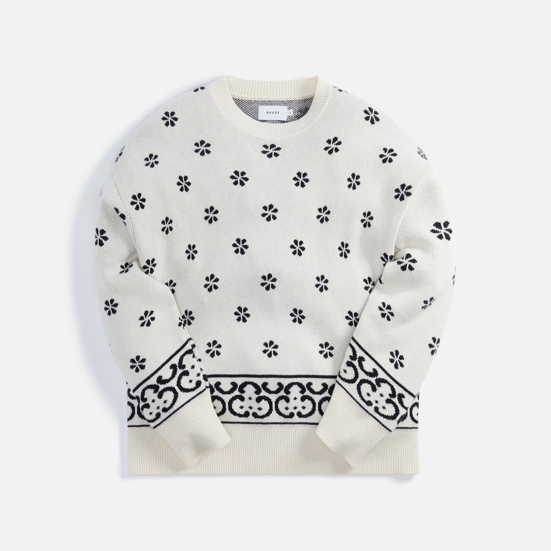 Rhude Knit Crewneck - White / Black