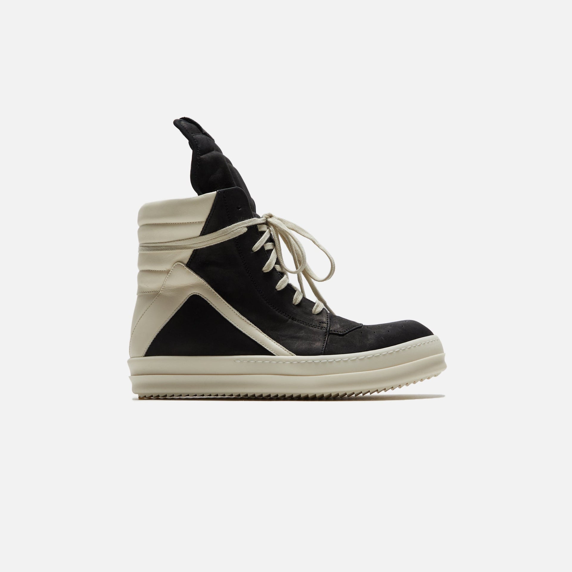 Rick Owens Scarpe Pelle Geobasket  - Black / Milk