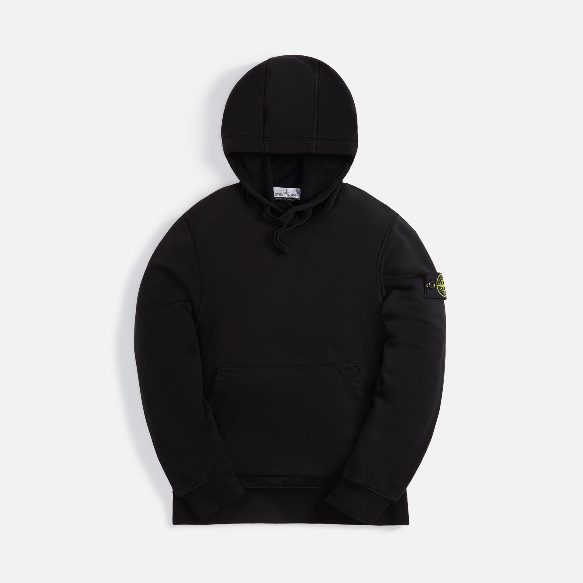 Stone Island Brushed Cotton Fleece Garment Dyed Hoodie - Black