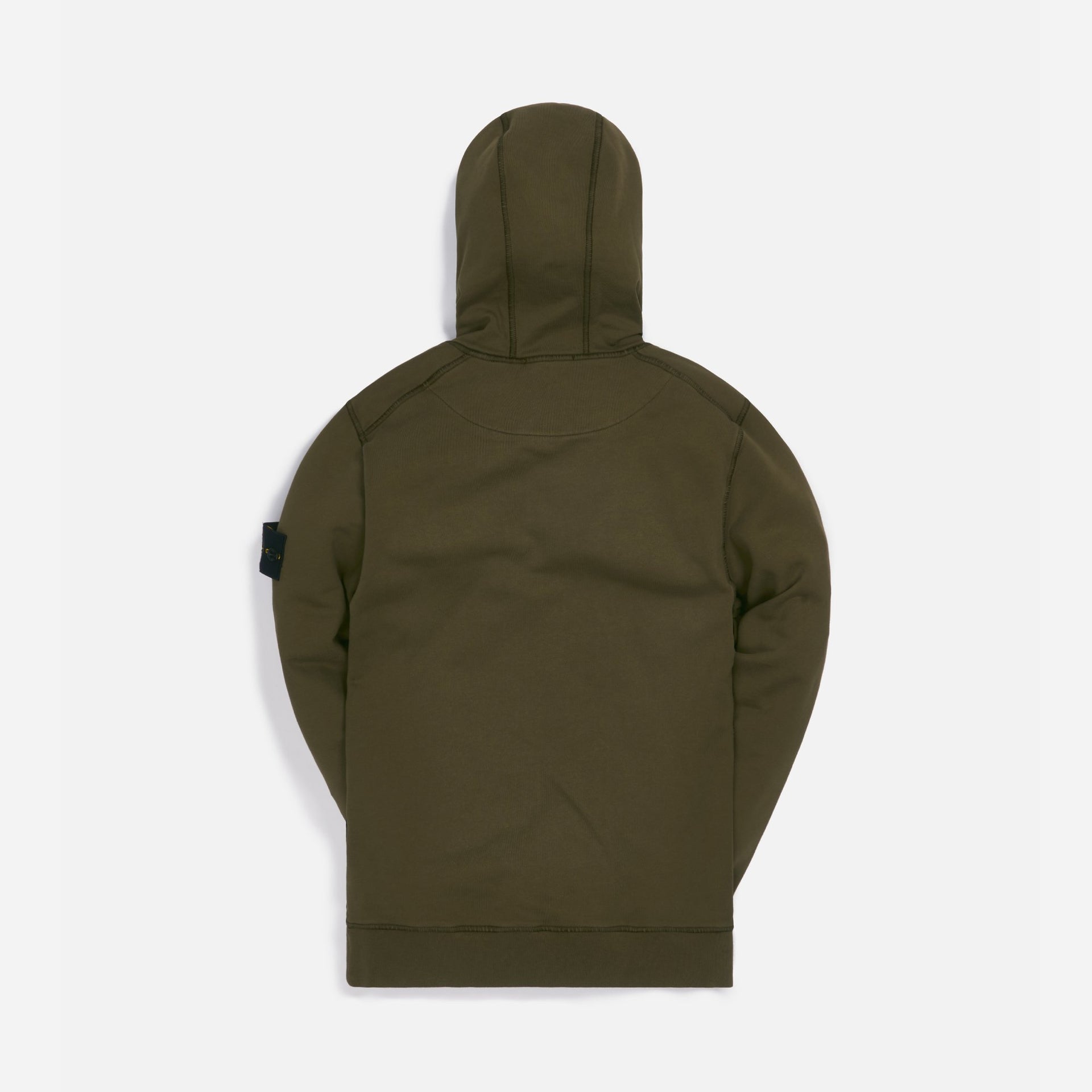 Stone Island Cotton Fleece Garment Dyed Hooded Sweatshirt - Olive