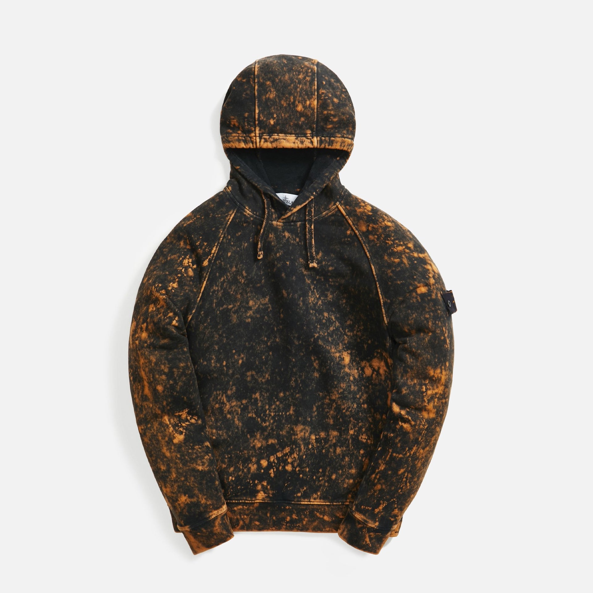 Stone Island Cotton Fleece Off-Dyed Treatment Hoodie - Black / Orange