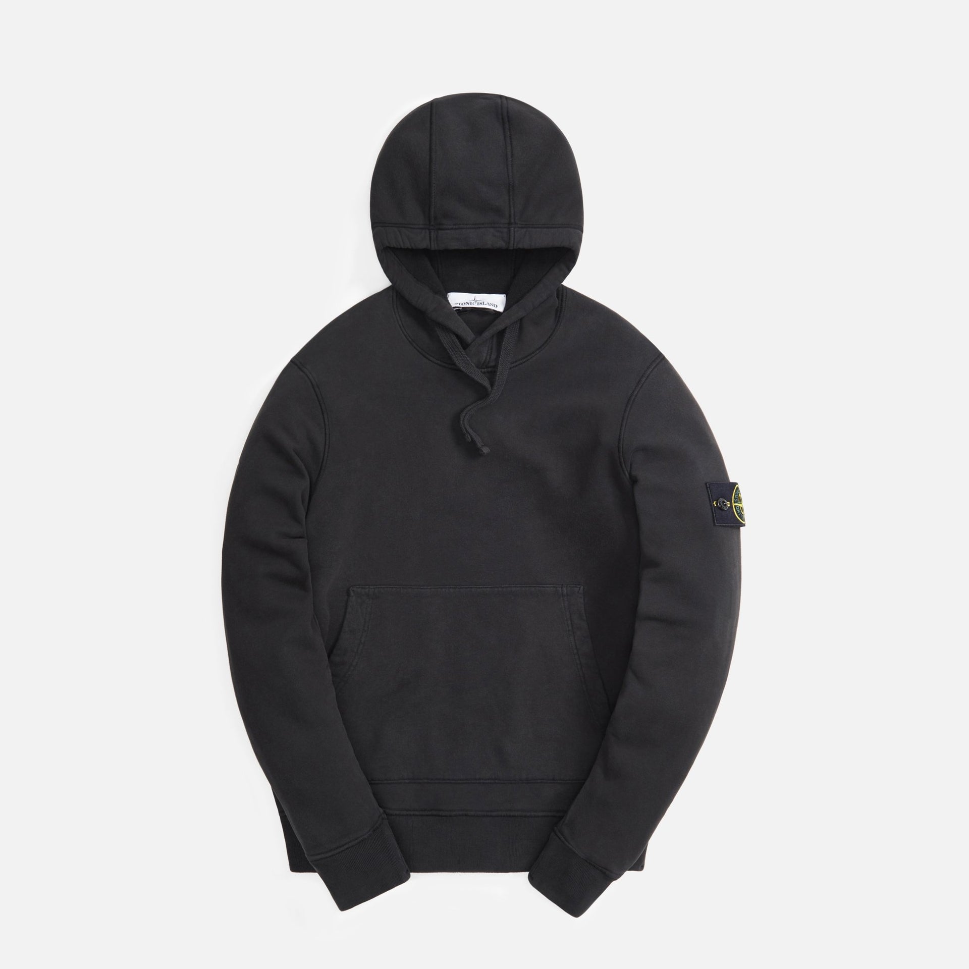 Stone Island Brushed Cotton Fleece Garment Dyed Hoodie - Black