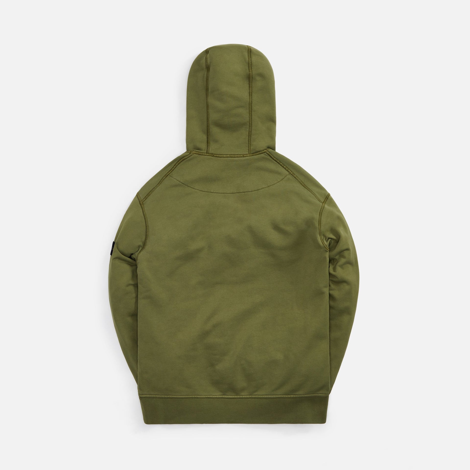 Stone Island Cotton Fleece Garment Dyed Hooded Sweatshirt - Olive