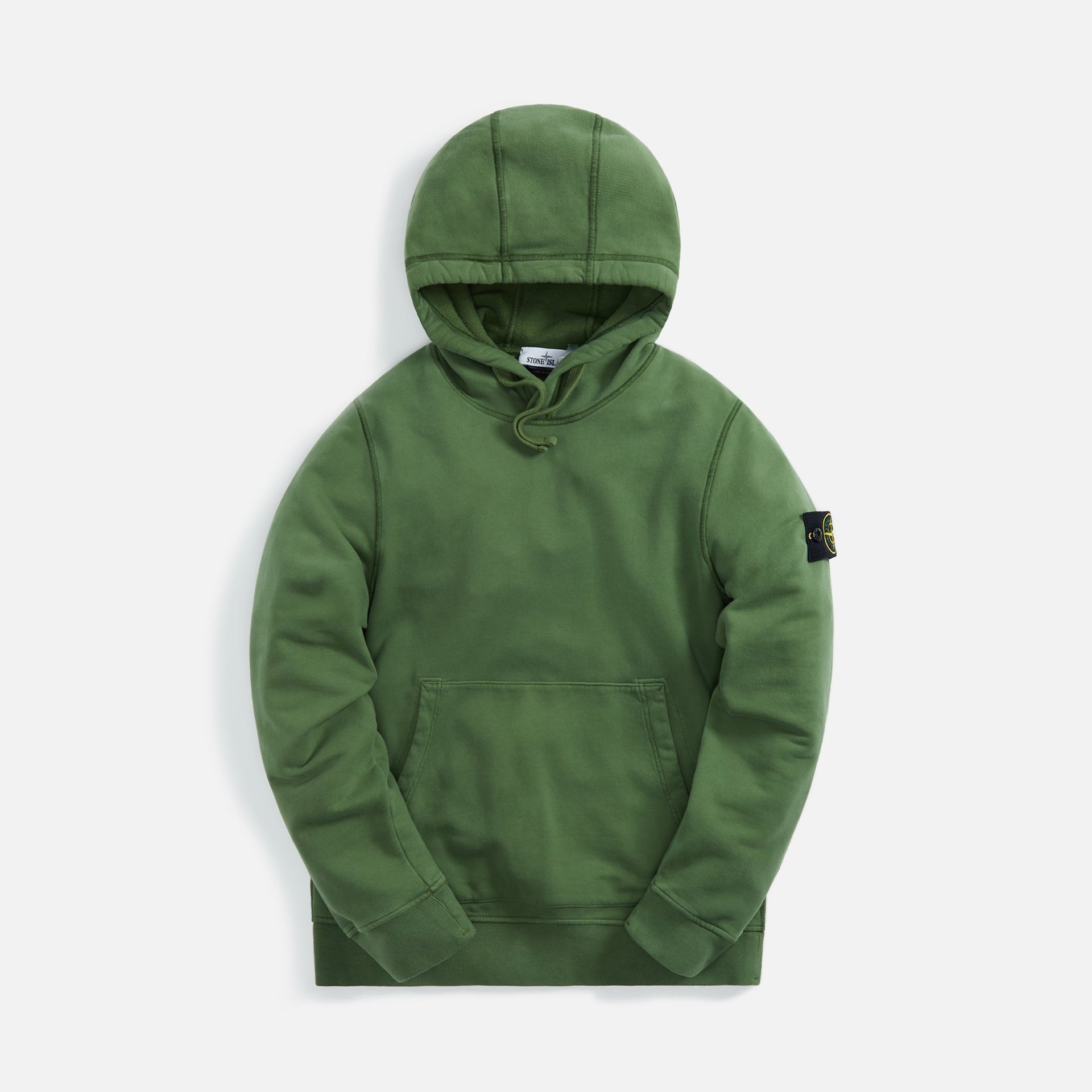 Stone Island Brushed Cotton Fleece Garment Dyed Hoodie - Olive