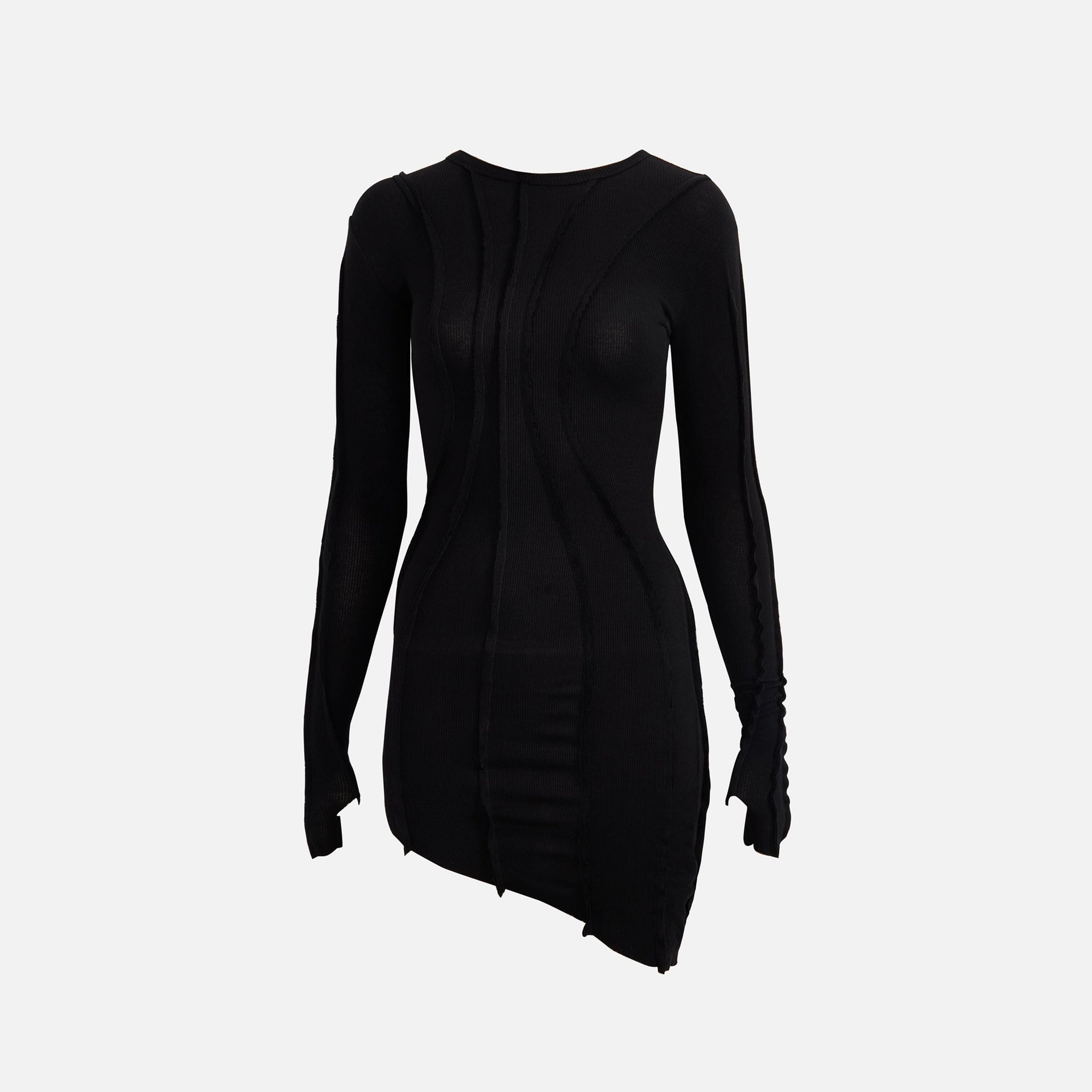 Sami Miro Asymetric Dress Babyrib - Black