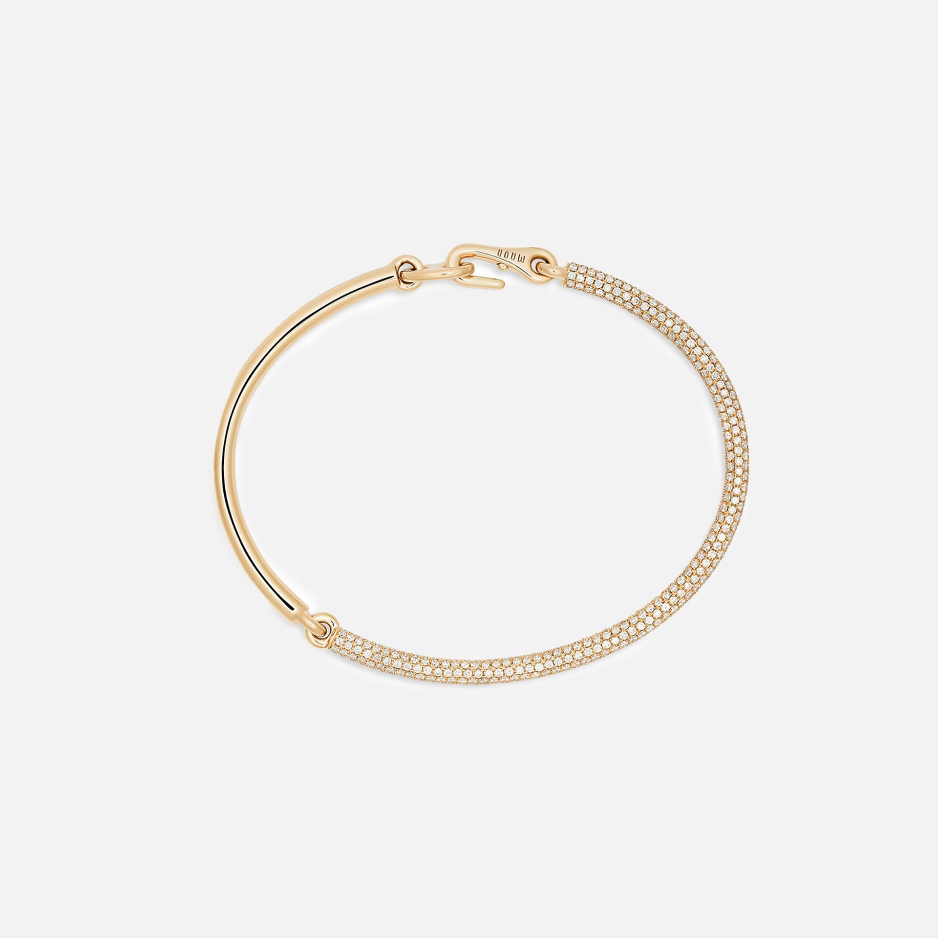 Maor Equinox Bracelet in Yellow Gold with 2/3 Pave White - Gold / White