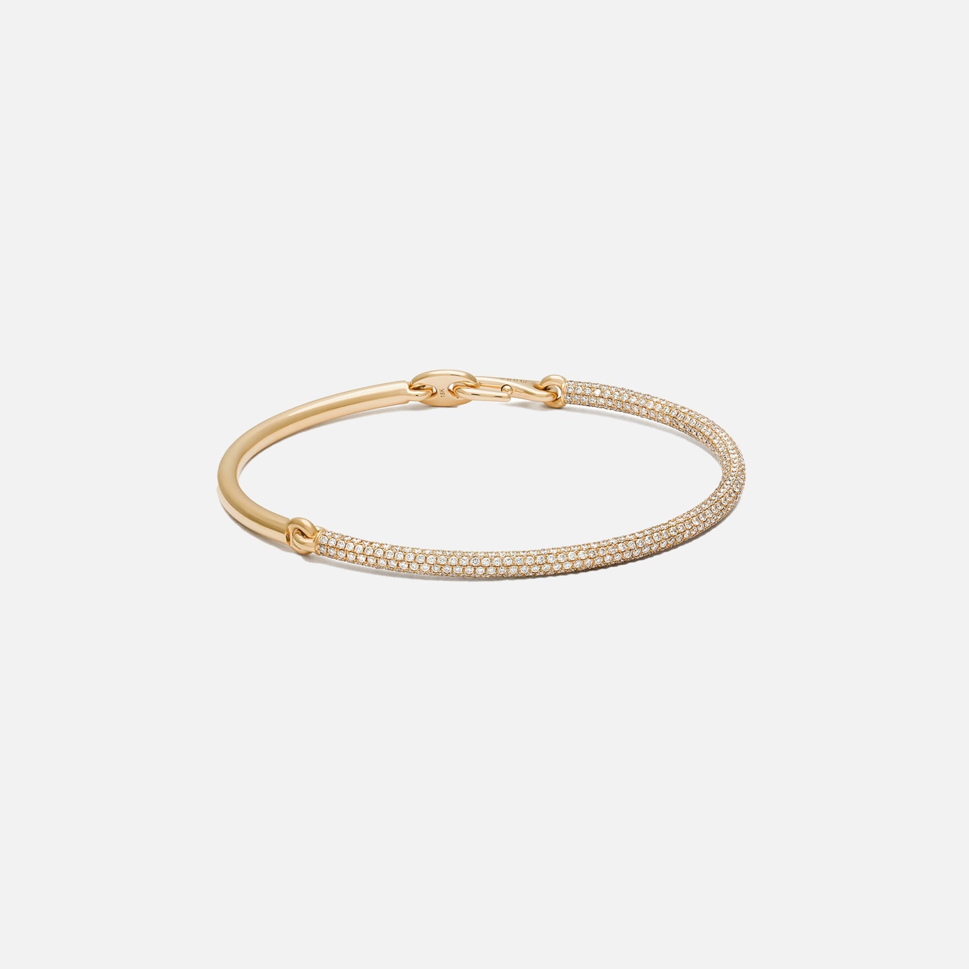 Maor Equinox Bracelet in Yellow Gold with 2/3 Pave White - Gold / White