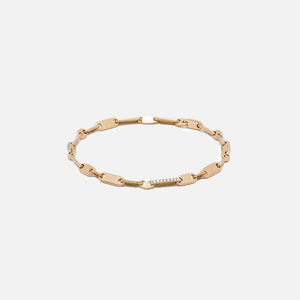 Maor Monolinka 4MM Bracelet in Yellow Gold with White Diamond Edging - Gold