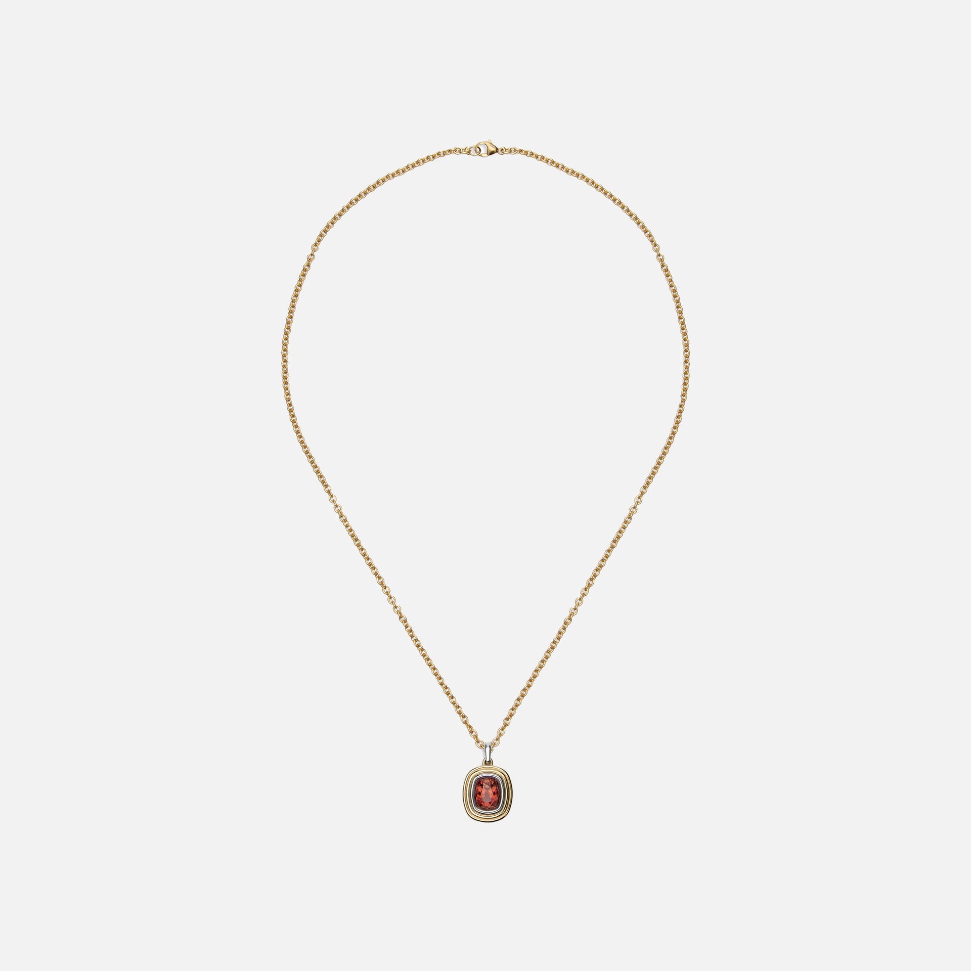 Maor Equinox Large Charm Necklace in 18K Yellow Gold and Platinum with Garnet - Gold / Platinum