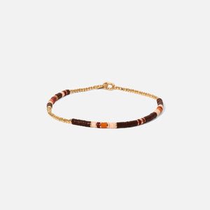 Maor Shine Bracelet Pattern Beads with 18k Yellow Gold - Gold / Brown