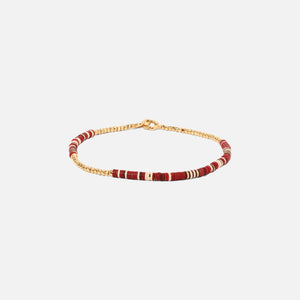 Maor Shine #2 Bracelet in Wine Pattern Beads with 18k Yellow Gold - Gold /Wine